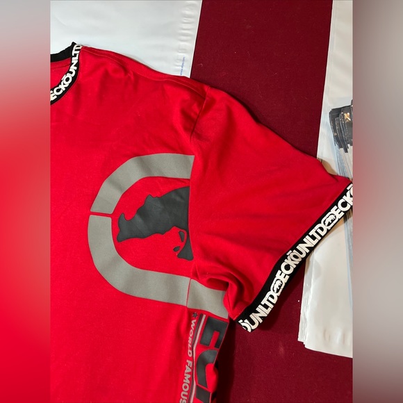 Ecko Unltd RED black white SPELLOUT T Shirt World Famous Rhino Brand men 2XL Art - Picture 10 of 16